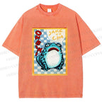 Unisex Geometric Frog illustration Printed Washed Tee