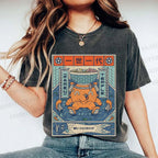 Unisex Japanese Octopus Ramen Printed Washed Tee