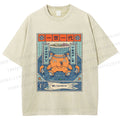 Unisex Japanese Octopus Ramen Printed Washed Tee