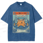 Unisex Japanese Octopus Ramen Printed Washed Tee