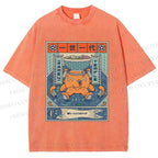 Unisex Japanese Octopus Ramen Printed Washed Tee