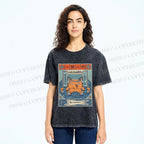 Unisex Japanese Octopus Ramen Printed Washed Tee