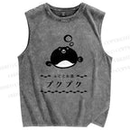 Unisex Fugu Sake Printed Washed Tank Top