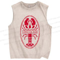 Unisex Lobster Printed Washed Tank Top