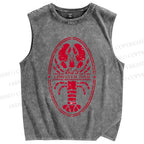 Unisex Lobster Printed Washed Tank Top