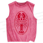Unisex Lobster Printed Washed Tank Top
