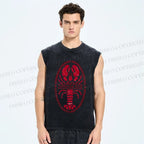 Unisex Lobster Printed Washed Tank Top