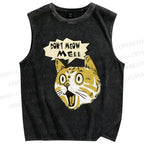Unisex Don't Meow Me Printed Washed Tank Top