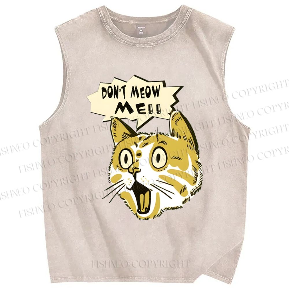 Unisex Don't Meow Me Printed Washed Tank Top
