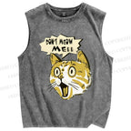 Unisex Don't Meow Me Printed Washed Tank Top