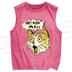 Unisex Don't Meow Me Printed Washed Tank Top