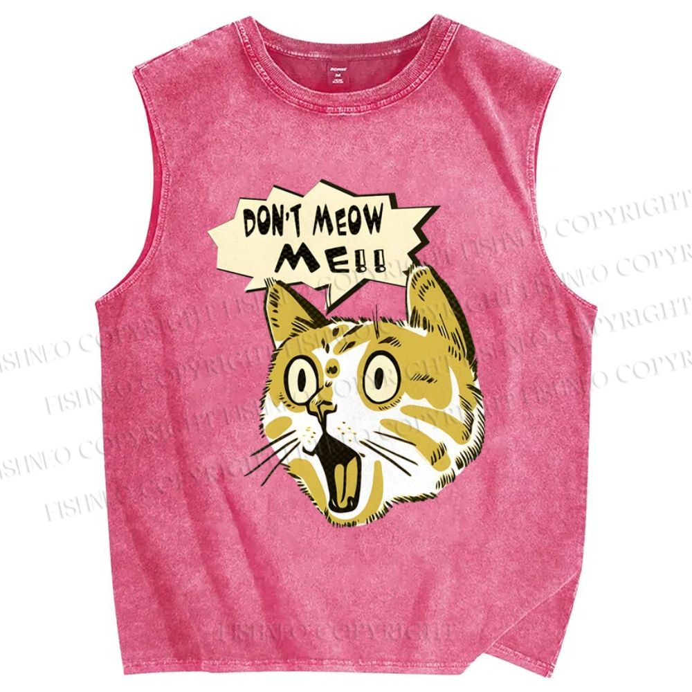 Unisex Don't Meow Me Printed Washed Tank Top
