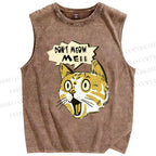 Unisex Don't Meow Me Printed Washed Tank Top