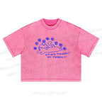 Doing Things No Thanks Printed Washed Cropped T-Shirt