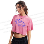 Doing Things No Thanks Printed Washed Cropped T-Shirt