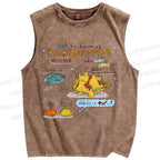Unisex Cartoon Fish Printed Washed Tank Top