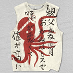 Unisex Vintage Japanese Octopus Printed Tank Top