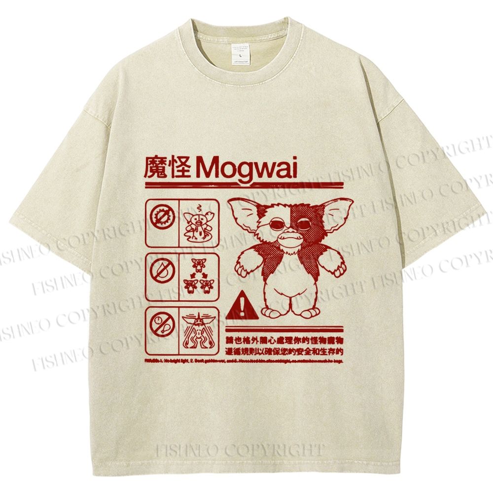 Unisex Japanese Monster Printed Washed Tee