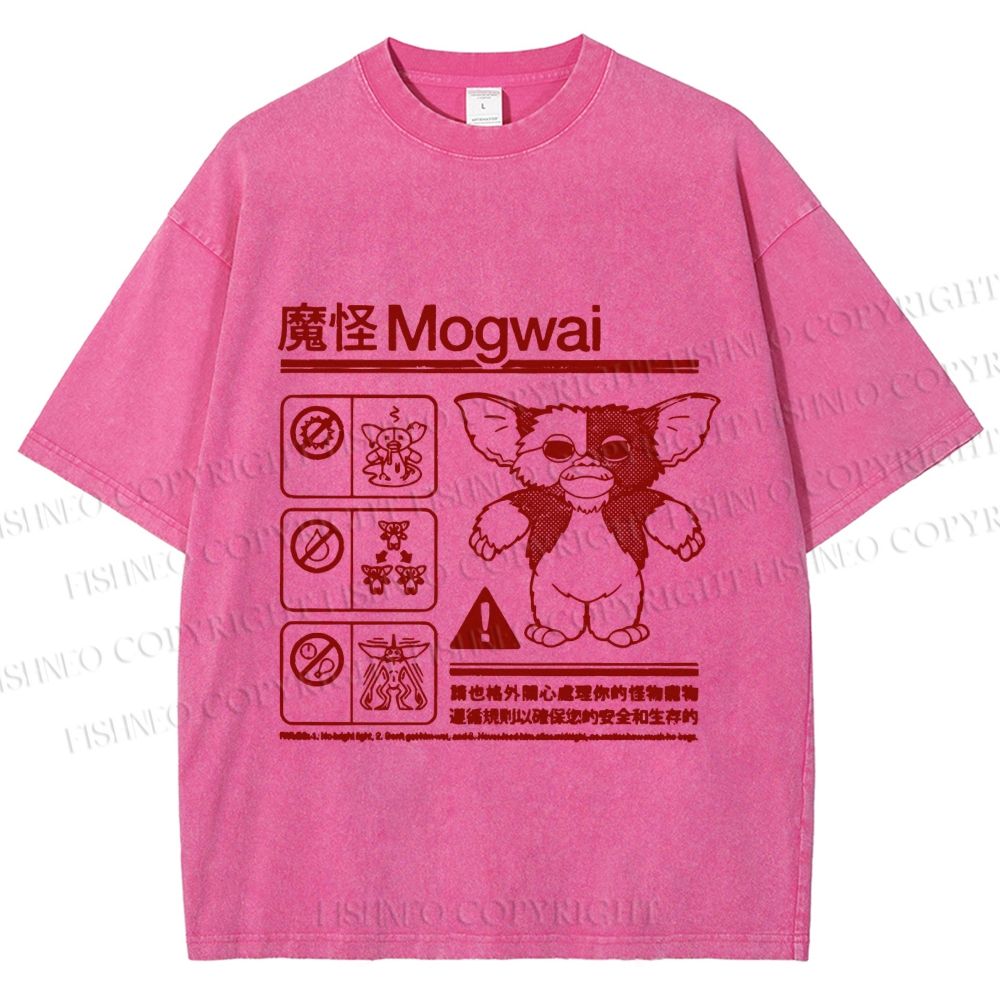 Unisex Japanese Monster Printed Washed Tee