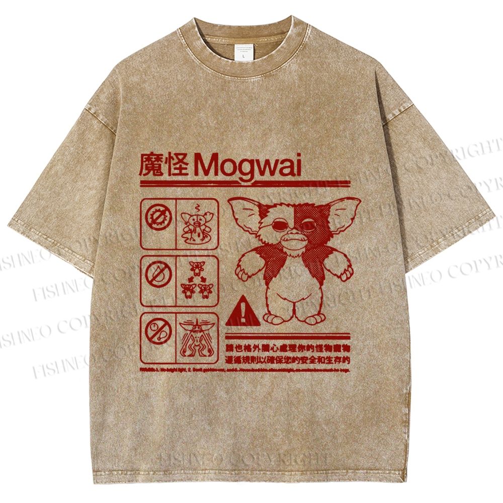 Unisex Japanese Monster Printed Washed Tee
