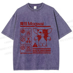 Unisex Japanese Monster Printed Washed Tee