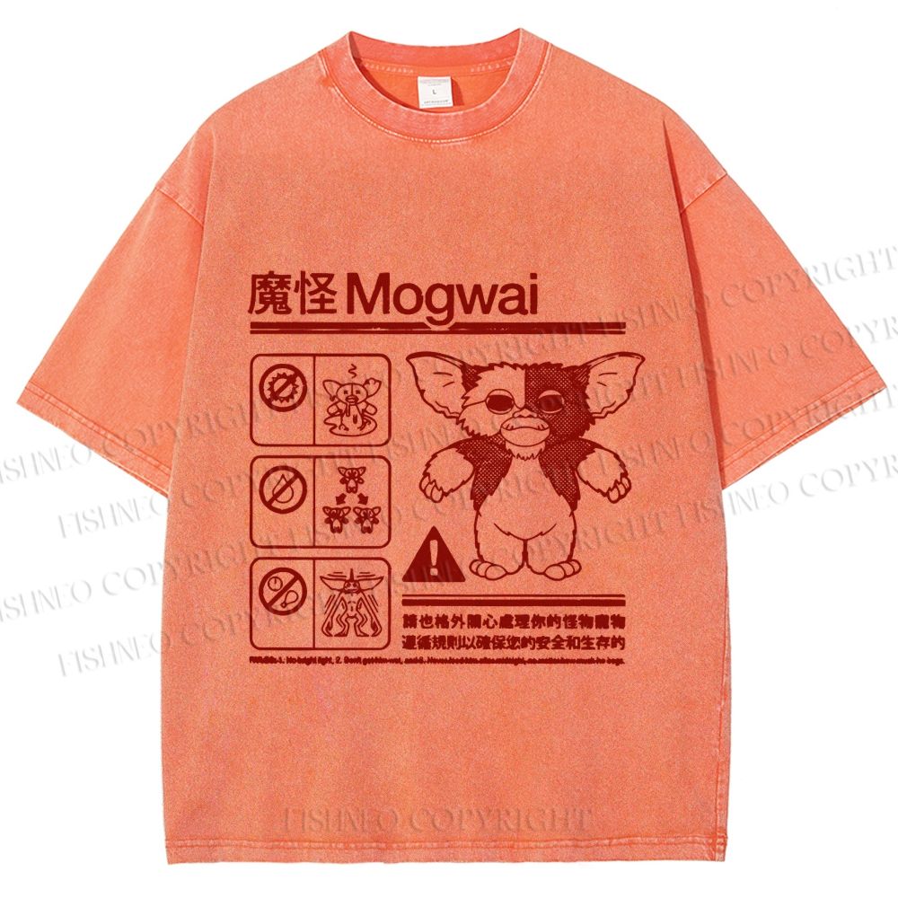Unisex Japanese Monster Printed Washed Tee