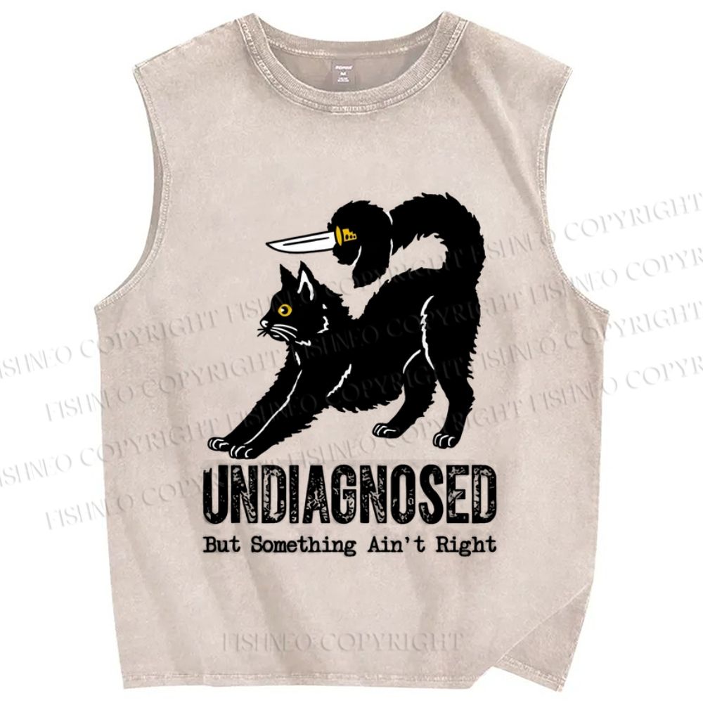 Unisex Undiagnosed Cat Printed Washed Tank Top