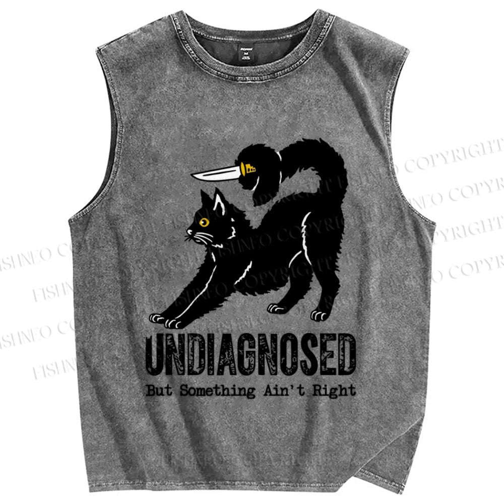 Unisex Undiagnosed Cat Printed Washed Tank Top