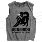 Unisex Undiagnosed Cat Printed Washed Tank Top