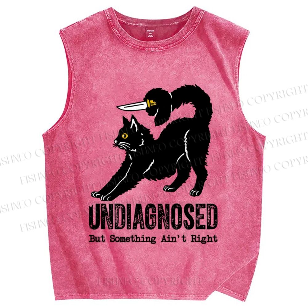 Unisex Undiagnosed Cat Printed Washed Tank Top