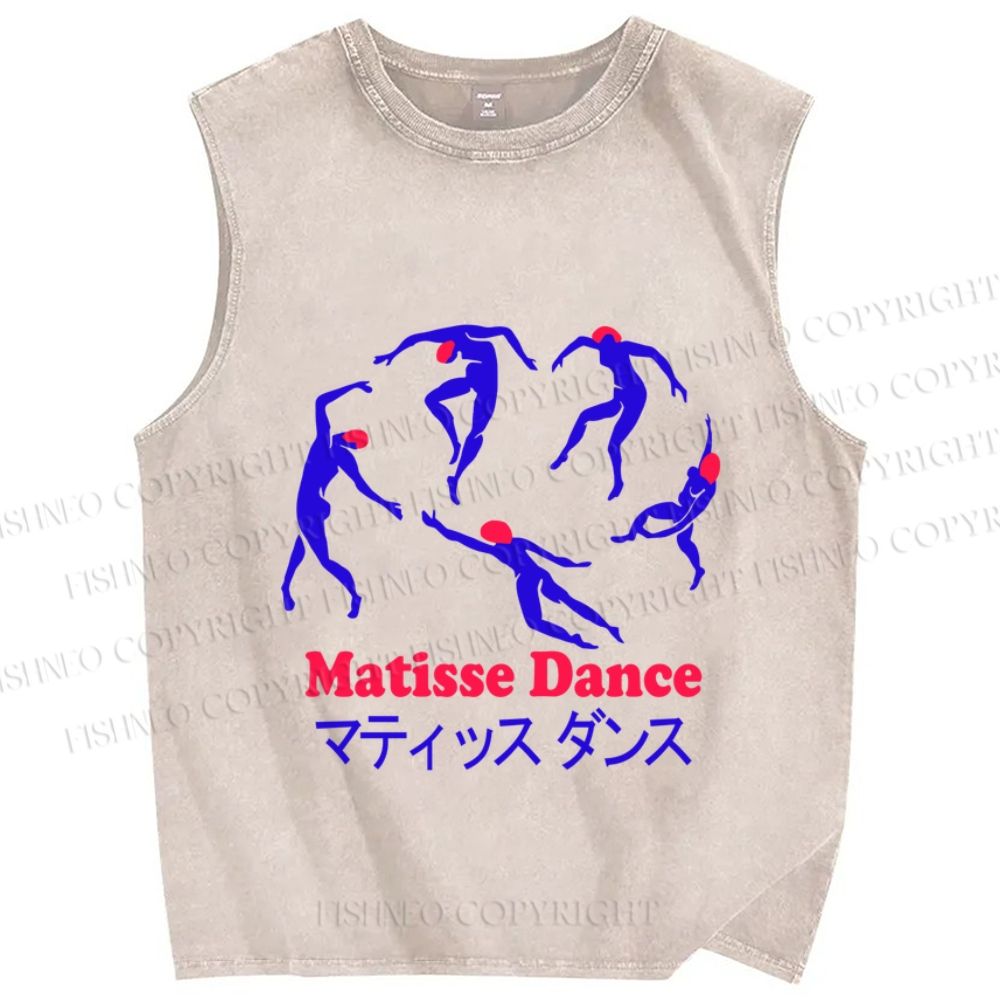 Unisex Matisse Dance Printed Washed Tank Top