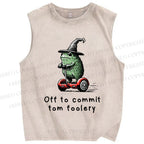 Unisex Skating Frog Off To Commit Printed Washed Tank Top