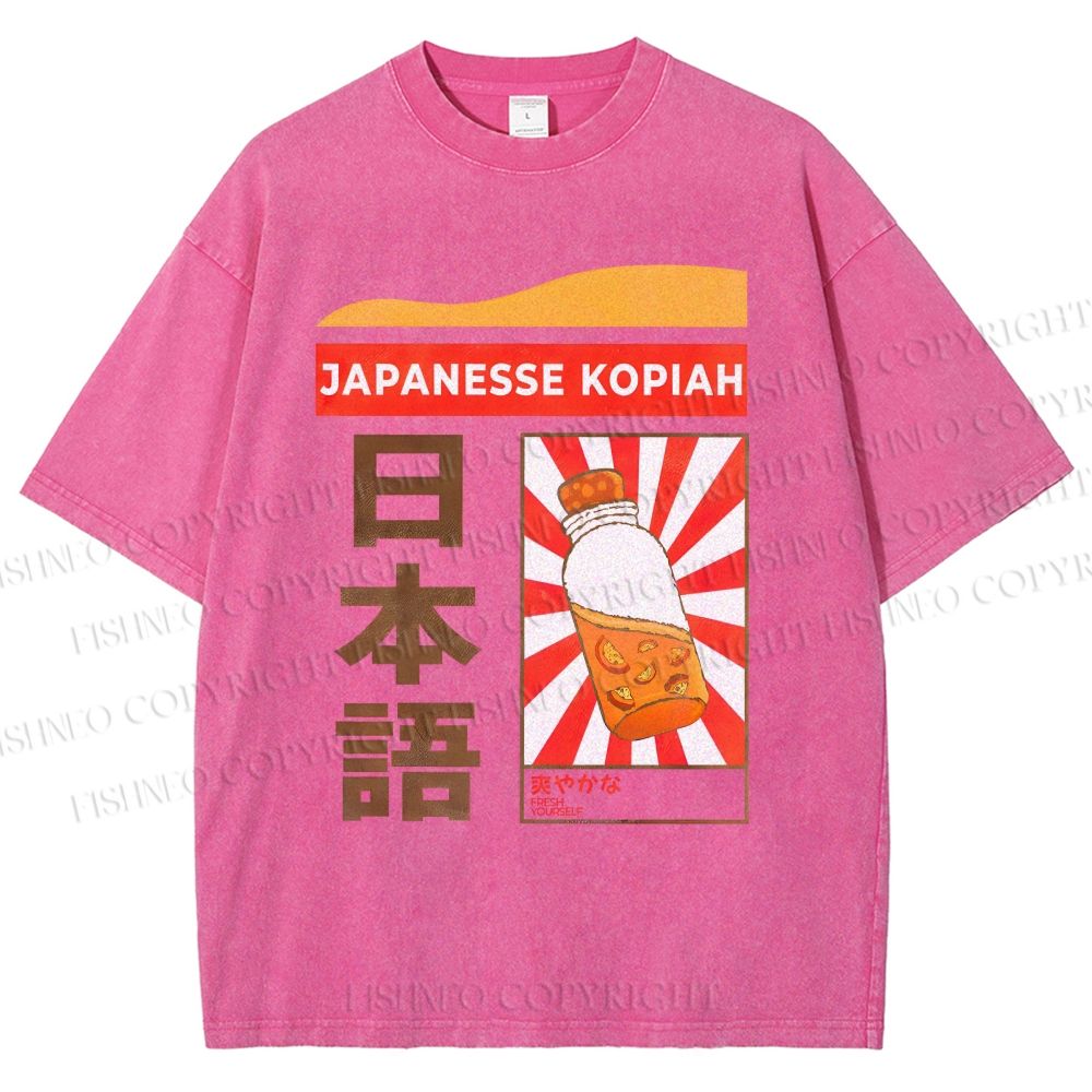 Unisex Japanese Kopiah Printed Washed Tee