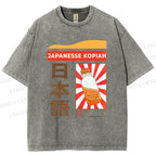 Unisex Japanese Kopiah Printed Washed Tee