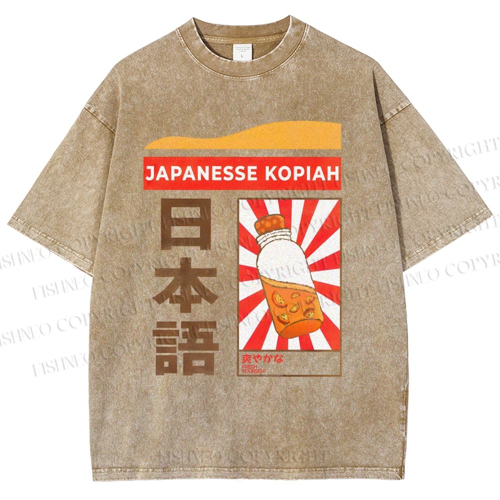 Unisex Japanese Kopiah Printed Washed Tee