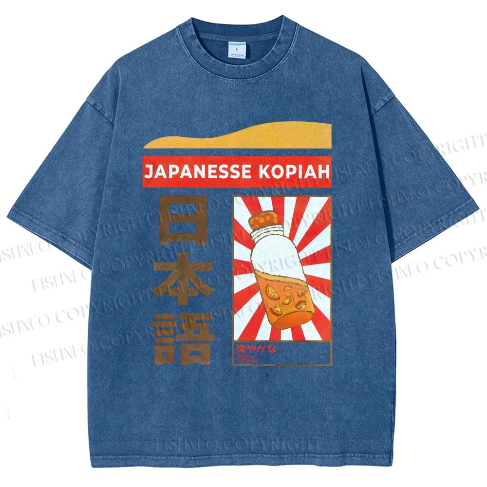 Unisex Japanese Kopiah Printed Washed Tee