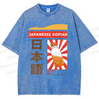 Unisex Japanese Kopiah Printed Washed Tee
