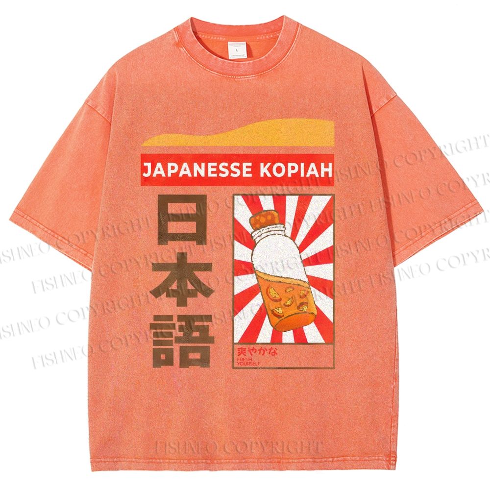 Unisex Japanese Kopiah Printed Washed Tee
