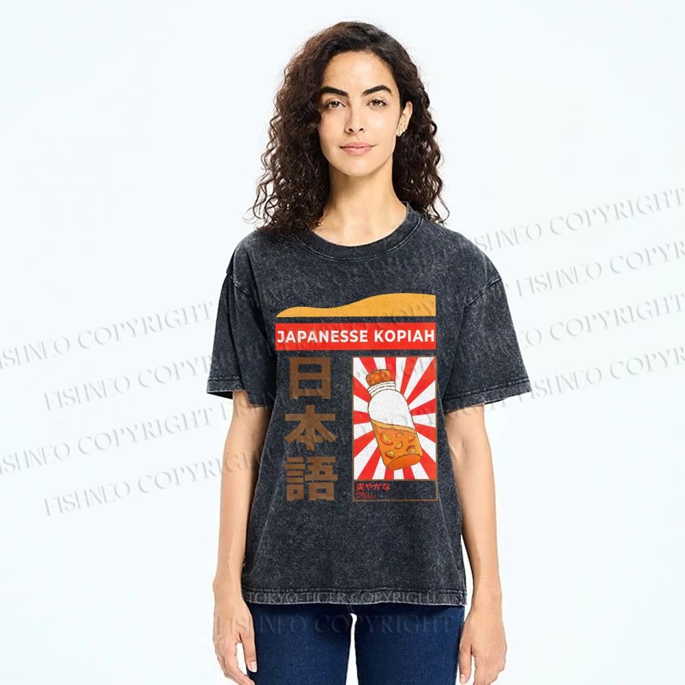 Unisex Japanese Kopiah Printed Washed Tee