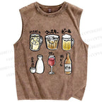 Unisex Wine Printed Washed Tank Top