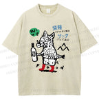 Unisex Wine Food Printed Washed Tee