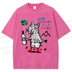 Unisex Wine Food Printed Washed Tee