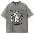 Unisex Wine Food Printed Washed Tee