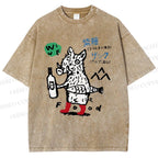 Unisex Wine Food Printed Washed Tee