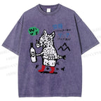 Unisex Wine Food Printed Washed Tee
