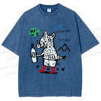 Unisex Wine Food Printed Washed Tee