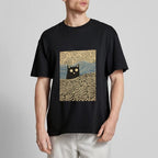 Wave Japanese Cat Art Cotton Casual T-shirt