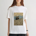 Wave Japanese Cat Art Cotton Casual T-shirt