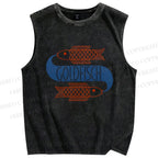 Unisex Goldfish Printed Washed Tank Top
