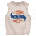Unisex Goldfish Printed Washed Tank Top